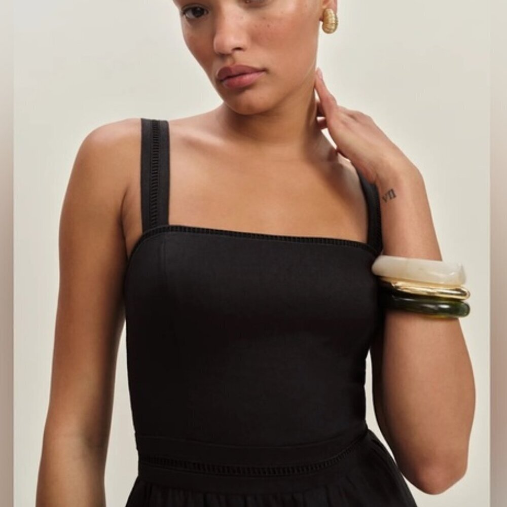 NEW Reformation Everett Sleeveless Linen Embroidered Midi Dress | US 6 UK 10 - Picture 4 of 13